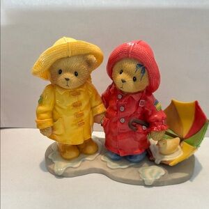 Cherished Teddies Yellow and Red Raincoat Bears (1999)